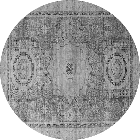 Ahgly Company Indoor Round Abstract Gray Modern Area Rugs, 6' Round