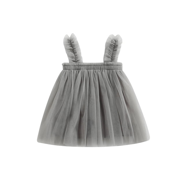 xiaxaixu Robe en Tulle pour Fille, Robe d'Été Unie Plissée Sans Manches pour Fête et Spectacle sur Scène