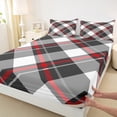 thumbnail image 3 of jejeloiu Geometric Plaid Grid Twin Sheet Sets,Minimalism Style Twin Fitted Sheet,White Gray Rhombus Flat Sheet For Teens,Breathable Home Decor,3pcs, 3 of 7