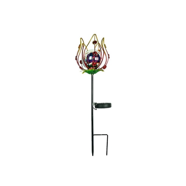 Luz Solar De Jardín De Hierro Forjado Lámpara De Exterior De Hierro Forjado Led Para Exteriores Lámpara De Jardín De Flores De Simulación De Hierro Forjado seitruly HA025025-02