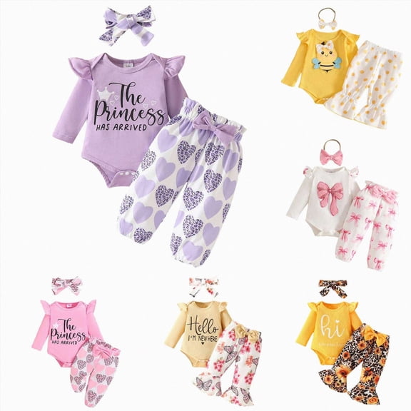 CAUYDY 0 3 6 9 12 18 Months Preemie Girls Clothing Baby Girl Long Sleeved Bodysuit Layette Set Newborn Fall Winter Romper Cute Toddler Gift Light Purple Sizes 3-6 Months
