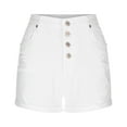thumbnail image 6 of POTETI Denim Womens Jean Shorts Mid Rise Women Plus Shorts White with Pockets Casual Solid Button Stretchy Distressed Ripped Shorts, 6 of 8
