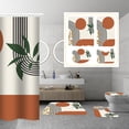 thumbnail image 3 of Debonair 4 Pcs Bathroom Shower Curtain Set,Durable Bathroom Decor Set with Rugs(Bath Mat,U Shape and Toilet Lid Cover Mat) and 12 Hooks, Boho Mid Century Shower Curtain Set, 3 of 6
