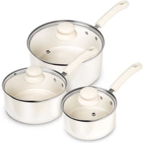 MICHELANGELO Nonstick Sauce Pan Sets, Ceramic Saucepan with Lid, Multipurpose Pot with Lid, 1QT & 2QT & 3QT, White
