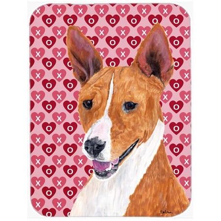 Carolines Treasures Basenji Hearts Love and Valentines Day Portrait Glass Cutting Board- Large