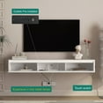 thumbnail image 4 of S-HOME Floating TV Stand, Wall Mounted TV Shelf with Led Lights & Power Outlet,High Gloss TV Cabinet for Black tv Stands for Living Room，White, 4 of 6