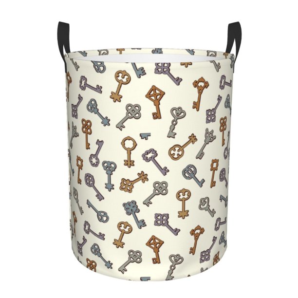 Fotbe Keys1 Cesto de Ropa con Asas, Cesto Impermeable de Gran Capacidad, Bolsa de Lavado para Dormitorio, Cesto de Ropa con Ruedas y Asas-Small