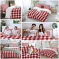 thumbnail image 6 of Farmhouse Buffalo Plaid Duvet Cover Set, Red White Checkered Soft Duvet Cover Twin Size Bedding Set 4 Pieces, 1 Quiltcover and 2 Pillowcases with Zipper, 1 Bed Sheet for All Seasons, 6 of 9