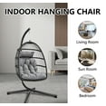 thumbnail image 6 of HONGGE Patio Hanging Egg Chair with Stand and Folding Basket Indoor Outdoor Use, Black, 6 of 9