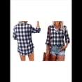 thumbnail image 2 of Blusa Holgada de Larga con Cuello en V y Estampado Collage de Otoño para Mujer Azul XXL, 2 of 5
