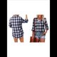 thumbnail image 2 of Blusa Holgada de Larga con Cuello en V y Estampado Collage de Otoño para Mujer Azul L, 2 of 5
