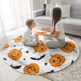 thumbnail image 3 of Halloween Pumpkin Bat Pattern Round Blanket,Comfortable Soft Flannel Throw Blanket,All Season,Warm Lightweight Blankets for Sofa Bed Couch Living Room Chair 47"x47", 3 of 5