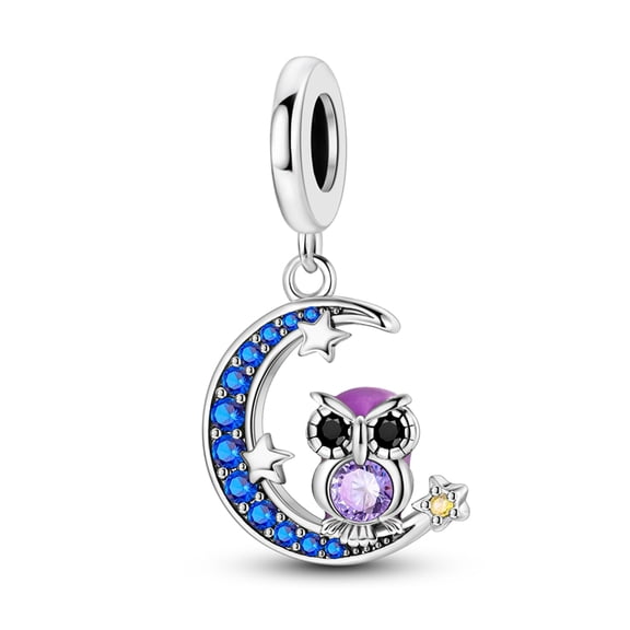 Star - Moon Night Owl Pendant Charm, Compatible with Most Bracelet, Charm for Bracelet