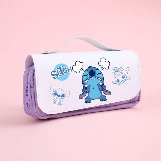 Disney-bolsa de lápices de Anime Stitch para niños, estuche de lápices lindo de dibujos animados, suministros escolares, papelería para estudiantes, regalo de cumpleaños