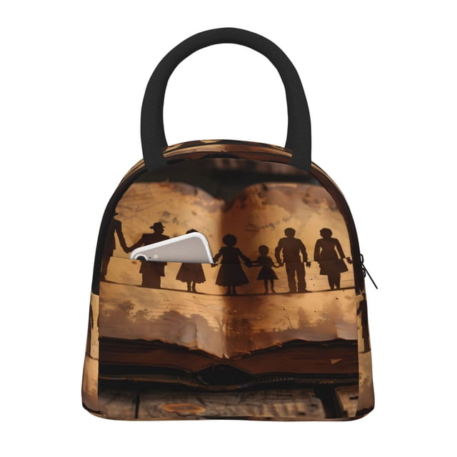 Easygdp Vintage Family History Book Bolsa de Almuerzo Insulada Grande, Forro de Aluminio, Diseño Espacioso, a Prueba de Fugas, Ideal para Trabajo, Picnics, Viajes y Actividades al Aire Libre