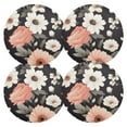 thumbnail image 2 of Flowers Floral on Black Round Plate Mats Non-Slip Place Mat Washable PVC Table Mats Set of 4 Heat Resistant Table Decoration for Kitchen Dining, 2 of 7