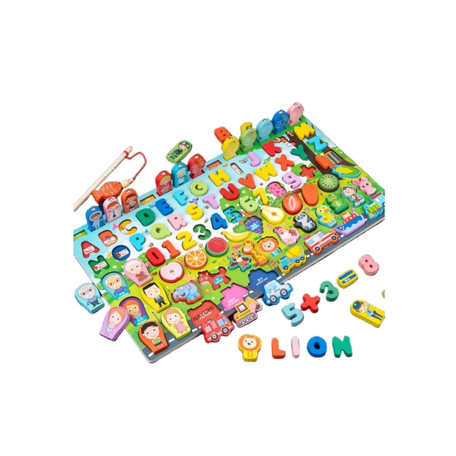 Tablero Juego Educativo Montessori Pesca Letra Número Animal