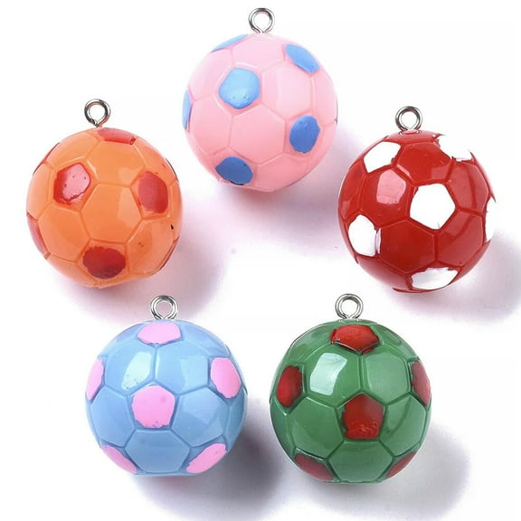 U8MO 10pc Resin Football Pendants Mini Cute Dangle Charms DIY Craft Jewelry 31~32.5mm
