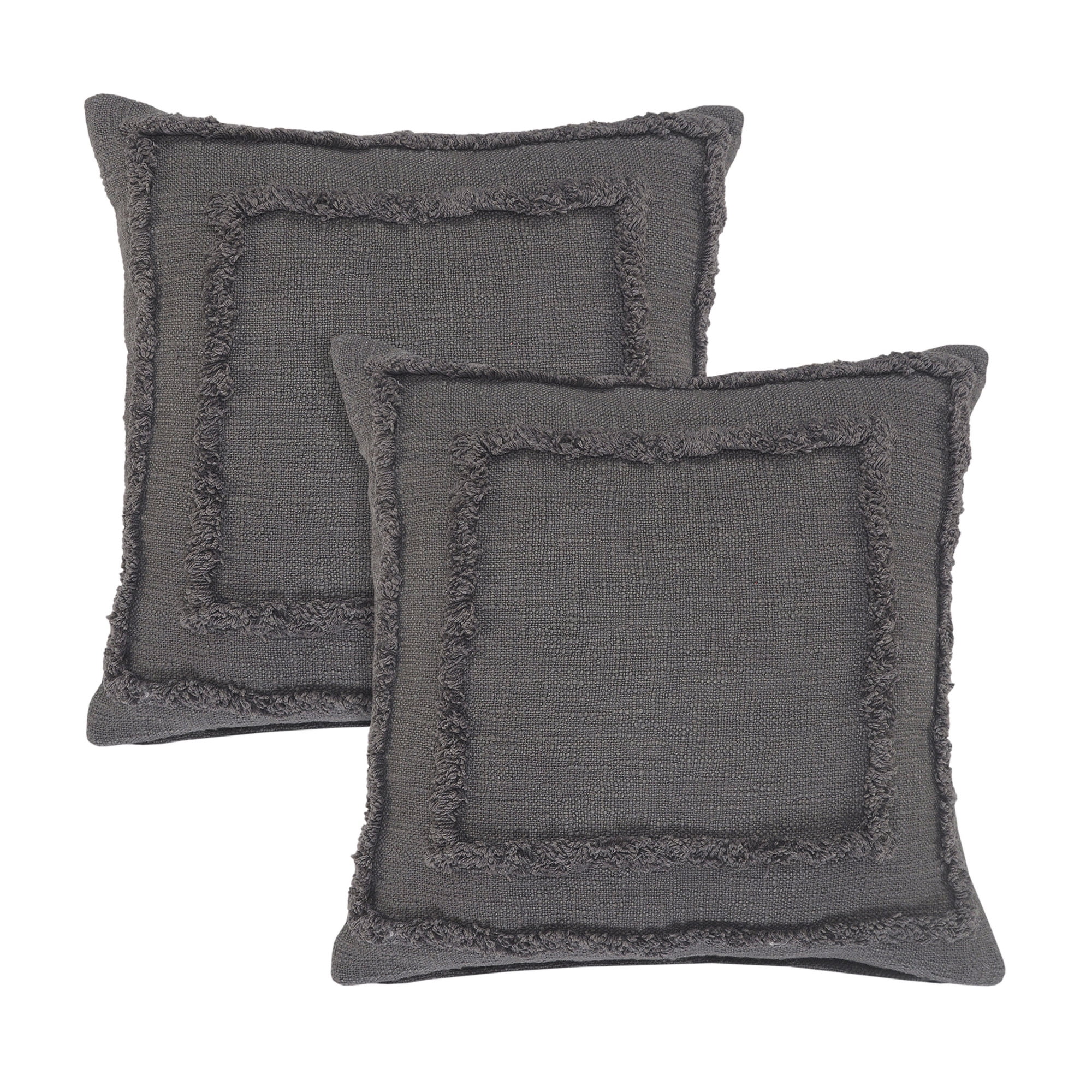 Laddha Home Designs Solid Square Throw Pillow - 20" - Gray - Set of 2