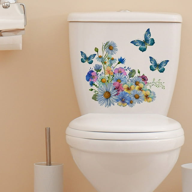 Flowers Wall Sticker Bathroom Toilet Sticker WC Self Adhesive Removeble Sticker