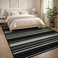 thumbnail image 3 of ODIKA 8'x10' Ultra-Soft Area Rug, Bold Stripe Bands Slim Pinstripe Doormat Layering Striped None Washable, Bare feet friendly, Silk-Touch for Bedroom, Under Sectional, 3 of 7