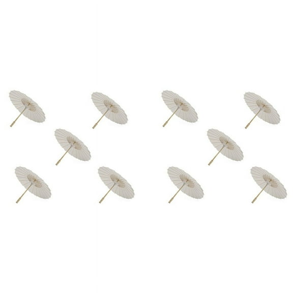 10PCS Paper Parasol 60cm Beach Umbrella White DIY Umbrella Photography Props for Baby Shower Party Wedding