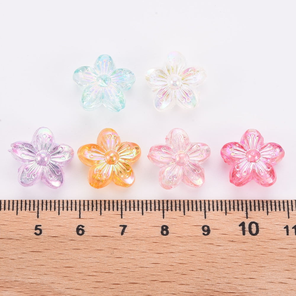 500gs Transparent Acrylic Beads AB color Flower Mixed color 14.5x15.5x7mm Hole: 1.8mm about 657pcs/500g