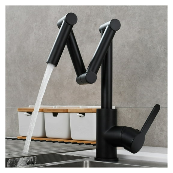 Copper Folding Kitchen Faucet Wash Basin Sink Retractable Hot And Cold Faucet Sitting Universal Rotating Faucet