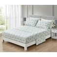 thumbnail image 3 of Chezmoi Collection Gigi 4-Piece Floral Cotton Sheet Set California King, Elegant Blue Ivory White Floral Printed 100% Cotton Bed Sheets, 3 of 9