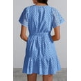 thumbnail image 6 of AURA Womens 2026 Summer Short Dress V Neck Short Sleeve A Line Hollow Out Lace Ruffle Cute Casual Beach Party Dresses, 6 of 7