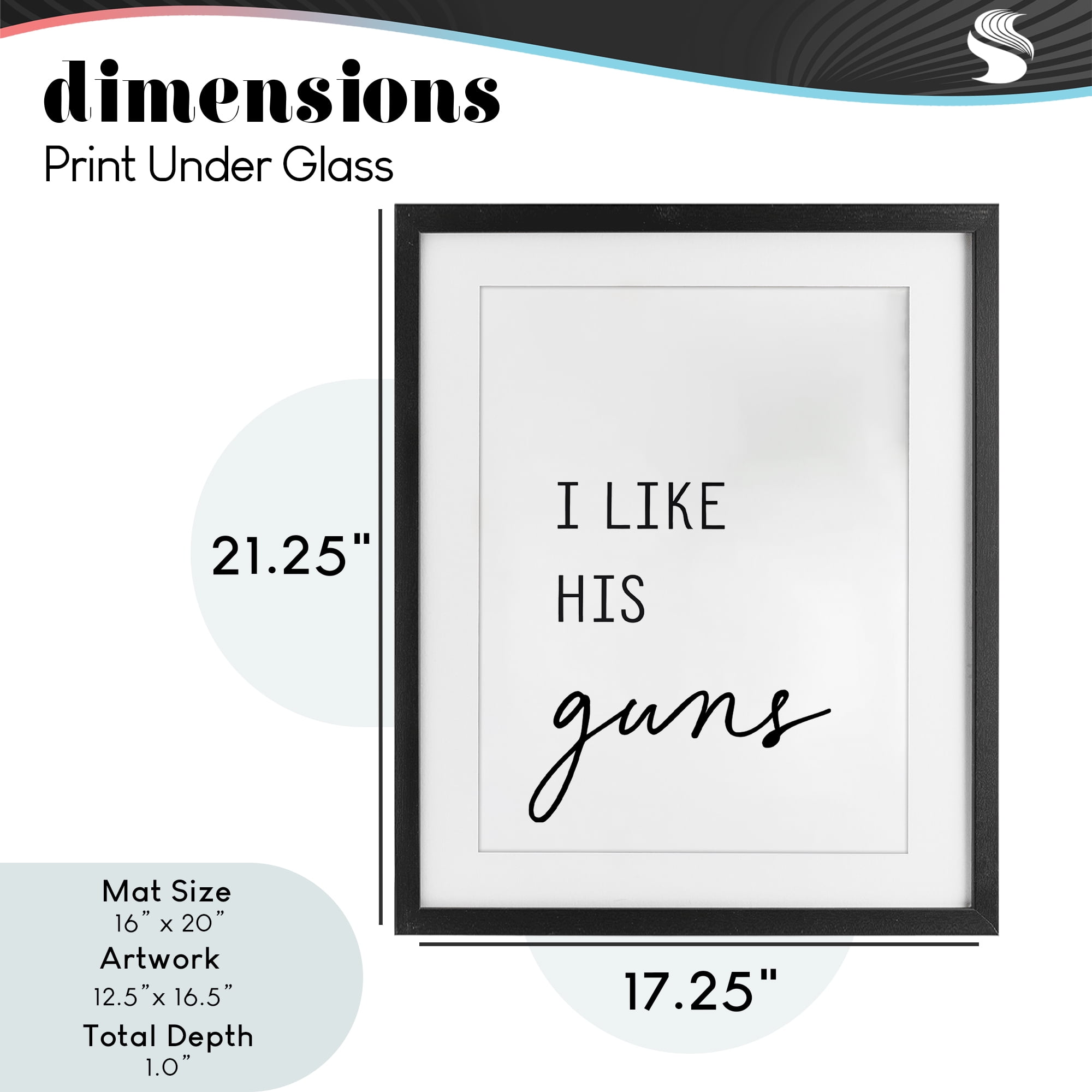 Like His Guns Black Framed Print Under Glass, design by Lettered and Lined