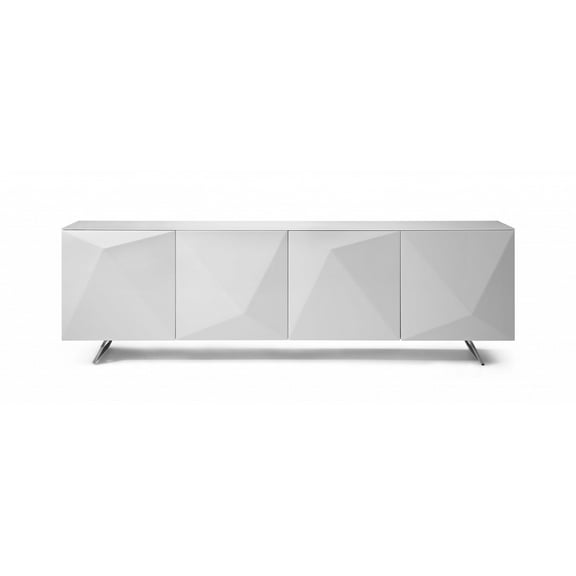 94" X 18" X 29" White Glass Buffet