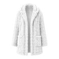 thumbnail image 6 of KICILVS Womens Fleece Coat Hooded Open Front Fuzzy Sherpa Cardigan Jacket Long Sleeve Winter Warm Outerwear with Pockets, 6 of 8