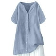 thumbnail image 3 of Seductiva Women's T-Shirts Short Sleeve Summer Tops Women's Cotton Linen Shirts Solid 3/4 Sleeve Tunic Tops Oversized Tshirts Casual V Neck Blouses Casual Summer Tops Trendy Solid Loose Fit Tshirt, 3 of 4