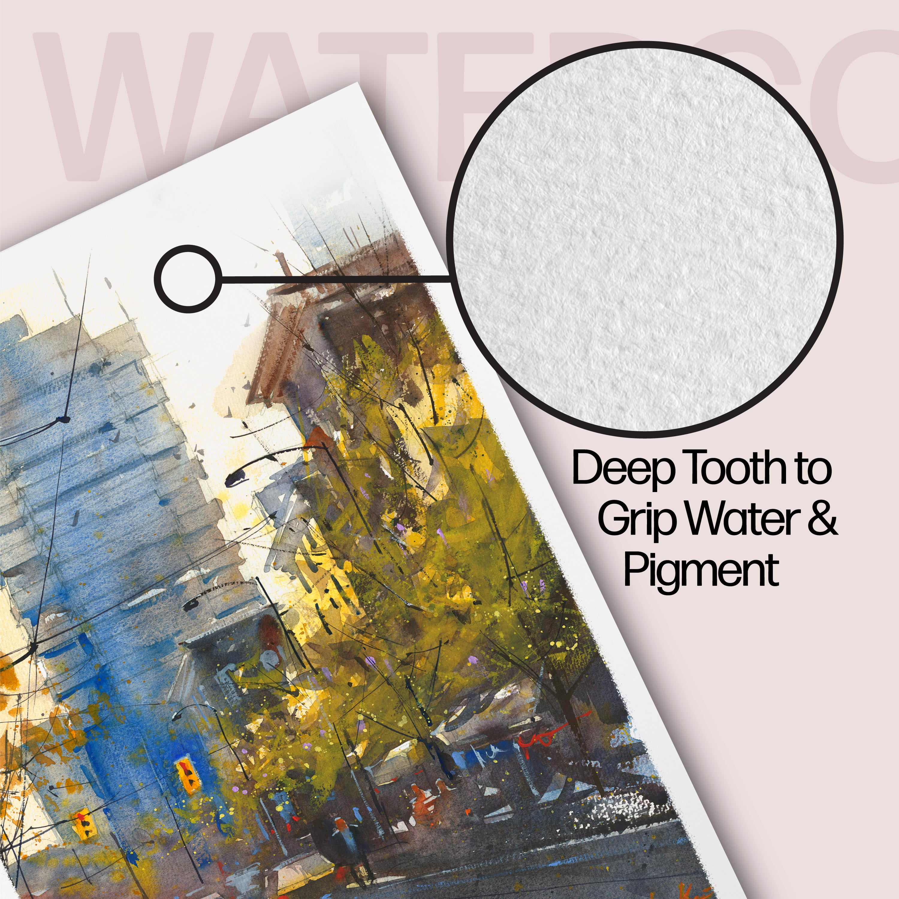 Bee Paper - Bee Inspired Bloc de papier aquarelle 23 x 30 cm, 30 feuilles,  bande supérieure, 300 g/m² (140 lb) | BEE-92066T-30 |