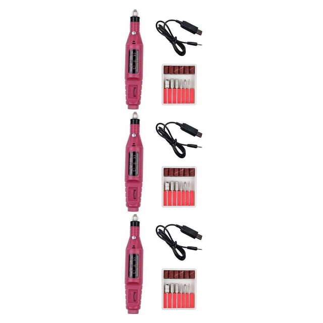 QualitChoice Electric Nail Lime Drill Lime Acrylique Manucure Bit Portable Machine Set Rouge 3Set