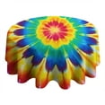 thumbnail image 4 of Colorful Rainbow Tie Dye Spiral Pattern Round Tablecloth 60"x60",Wrinkle Wipeable Table Cloth for Kitchen Dining Room Picnic Patio Party, 4 of 6