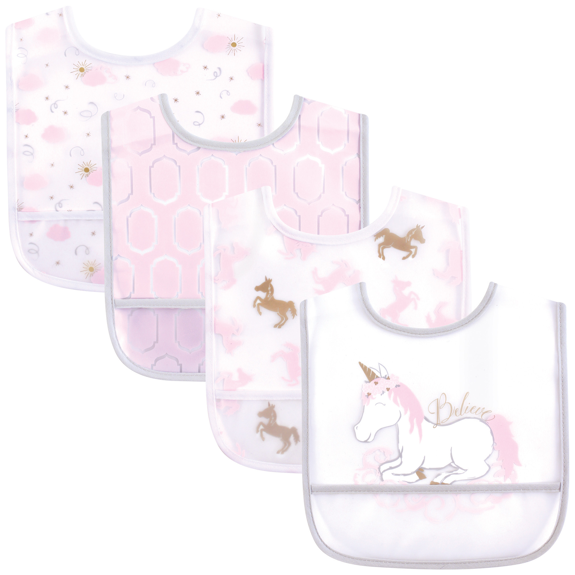 Yoga Sprout Yoga Sprout Baby Boy and Girl Waterproof Bibs, 4Pack