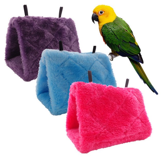 Hamaca colgante de pájaro para acurrucarse de peluche cueva para acurrucarse Happy Hut Bird Parrot Hideaway (3 piezas) púrpura, azul, rosa roja ShuxiuWang 9024715134615
