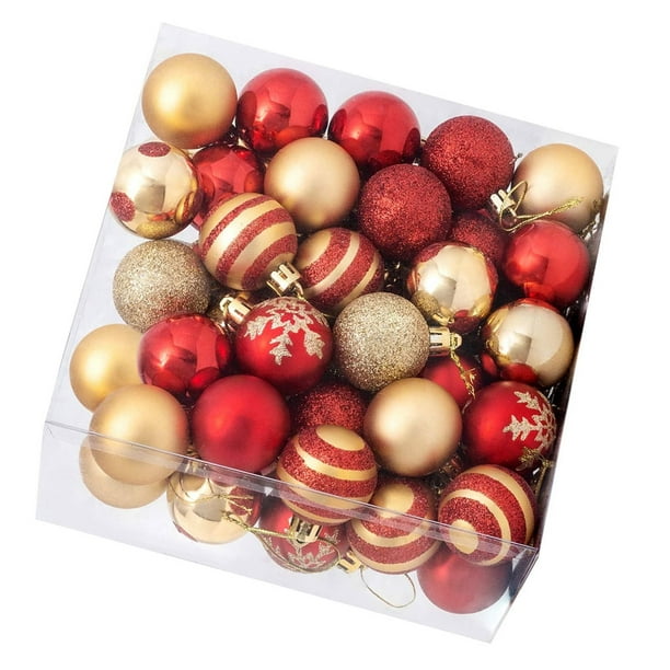 Yuarrent 50PCS 4CM Adornos de bolas de Navidad inastillables Adornos para árboles de Navidad Bolas de galvanoplastia Colgante para compromisos Kits de decoración para fiestas Yuarrent HA038671-00