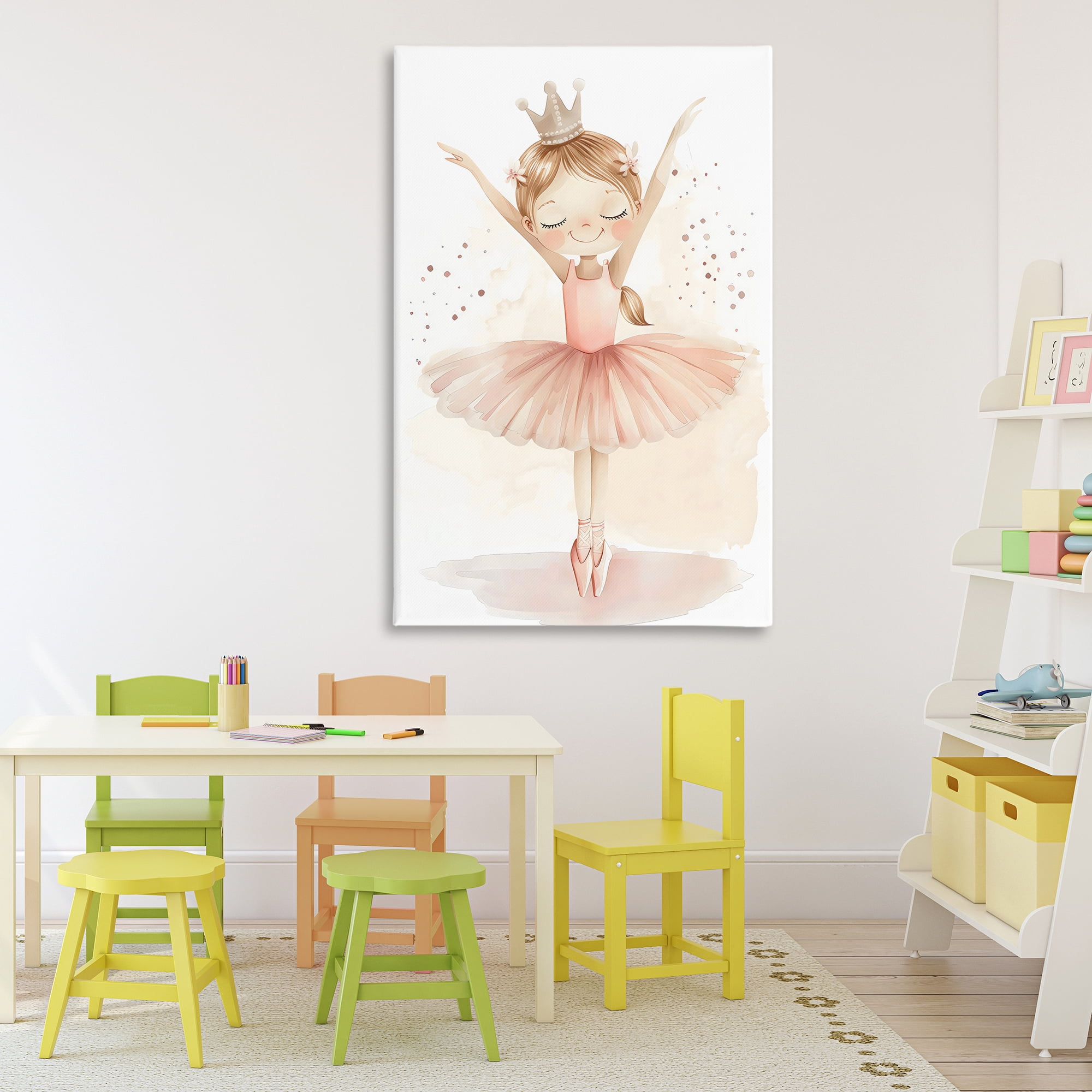 Stupell Industries Crowned Ballerina with Flowers Canvas Wall Art, design by Creative Studio