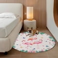 thumbnail image 2 of Pink Flamingo Round Area Rug 6Ft Washable Circle Rugs for Bathroom Office, Tropical Botanical Summer Flower Rustic Non-Slip Carpet Floor Mats Indoor Outdoor Carpet Runner Aesthetic Home Decor, 2 of 8