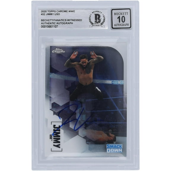 Jimmy Uso WWE Autographed 2020 Topps Chrome #32 Beckett Fanatics Witnessed Authenticated 10 Card - Fanatics Authentic Certified