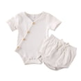 thumbnail image 1 of Nituyy Bébé Fille Couleur Unie Combinaison à Manches Courtes + Short Triangle Cordon, 1 of 9