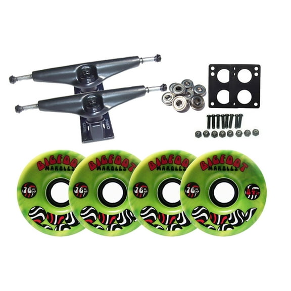 LONGBOARD Package TRUCKS BIGFOOT GREEN SWIRL WHEELS 84a