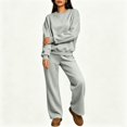 thumbnail image 6 of Szluipve 2 Piece Sets for Women 2 Piece Loungewear Set, Crew Neck Oversized Sweatshirt & High Waist Wide Leg Pants, Solid Color Fleece Casual Matching Tracksuit Light Gray L, 6 of 6
