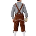 thumbnail image 5 of SWSMCLT Men's Oktoberfest Lederhosen Shorts with Suspenders Traditional Bavarian Costume Beer Festival Peasant Outfit Brown Large, 5 of 5