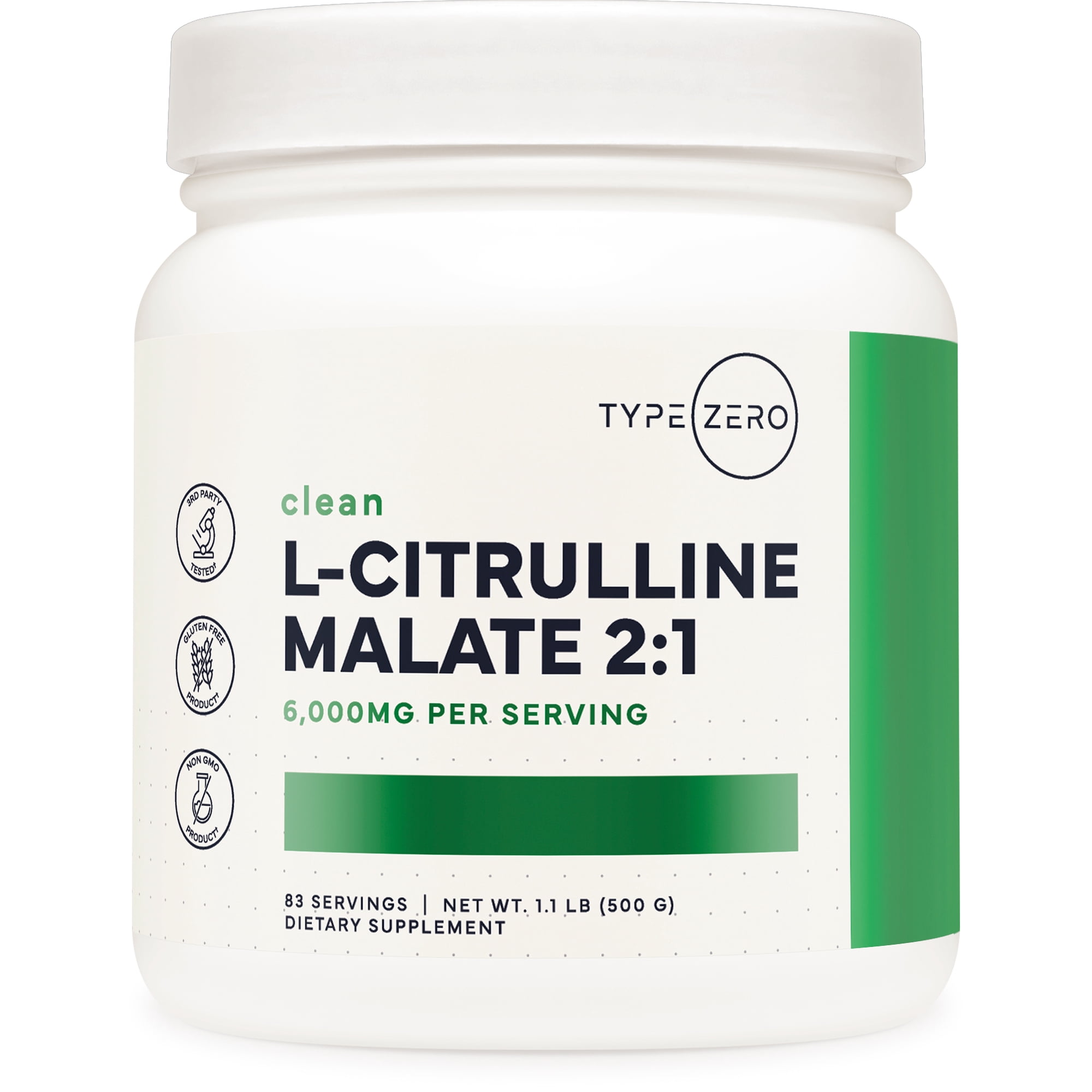 Type Zero Clean L-Citrulline Malate 2:1 Powder Drink Mix (Unflavored) 500g - Keto Friendly, Gluten Free, Non-GMO
