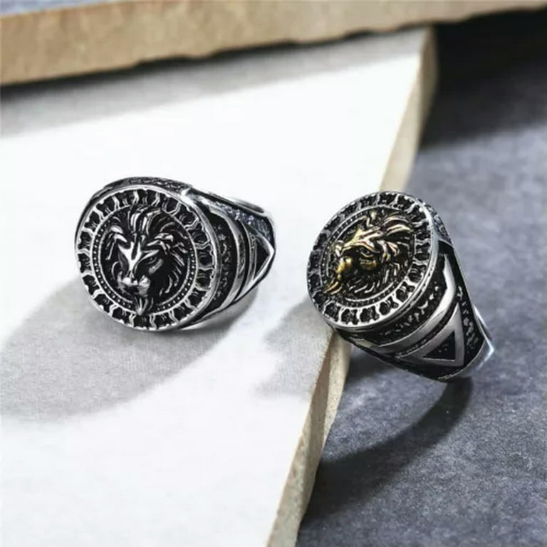 QQTDFG Mens Animal Rings Stainless Steel Dragon Tiger Wolf