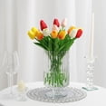 thumbnail image 2 of Efavormart 2 Pack 9" Ribbed Pedestal Glass Vases Heavy Duty Glass Candle Holder Clear Vase Jar with Ridges, 2 of 5